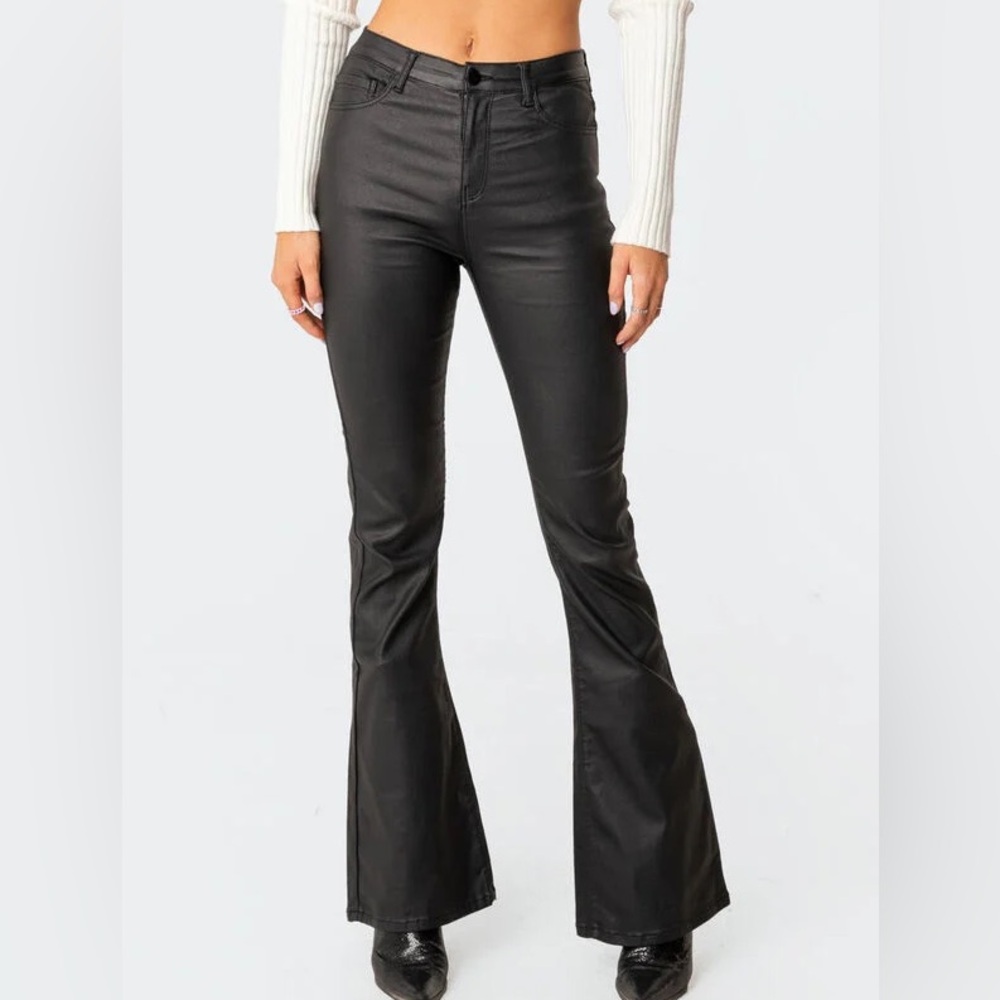 Edikted faux leather flare pants